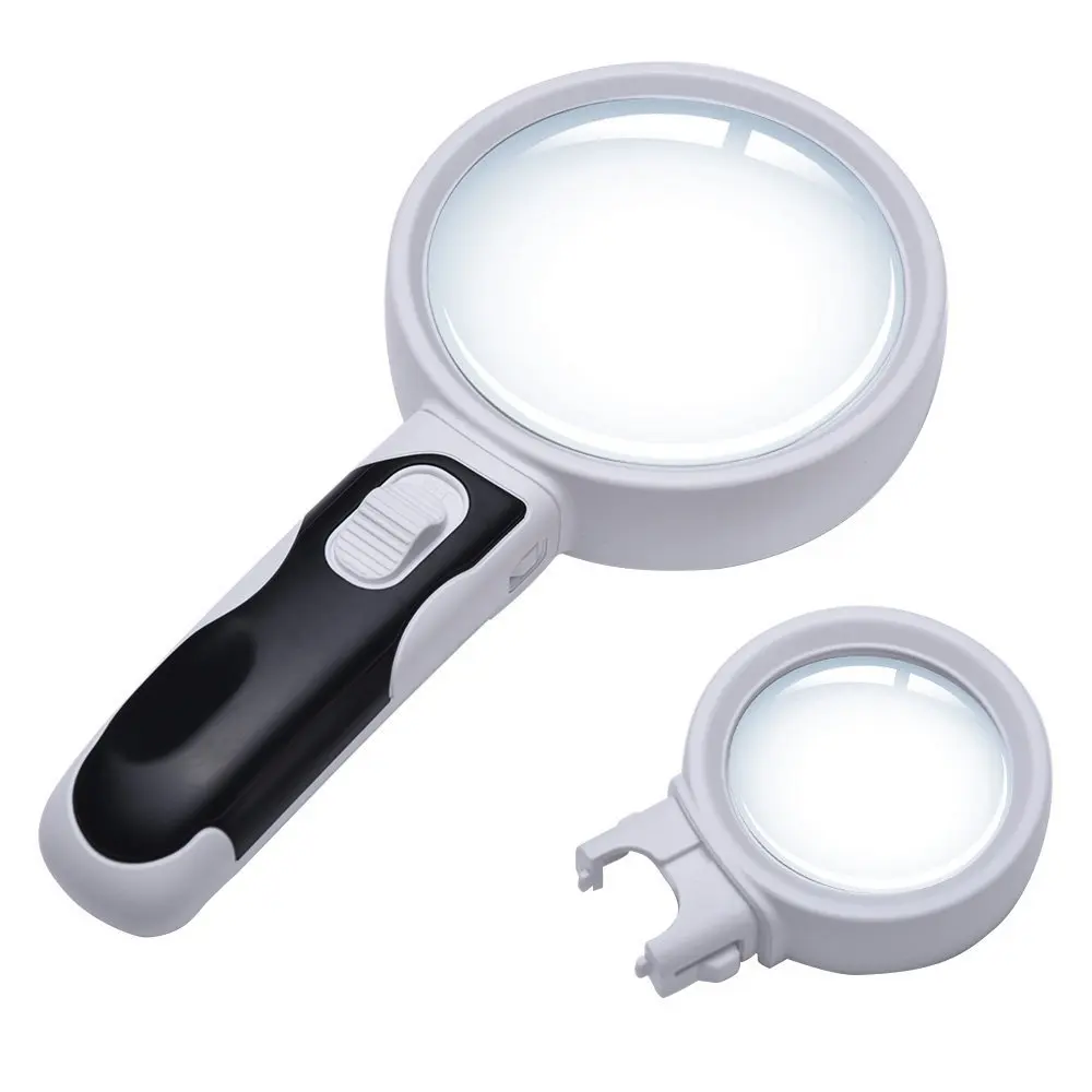 Jaxy New Handheld Magnifier 3 Interchangeable Lenses Magnifying Glass 2 ...