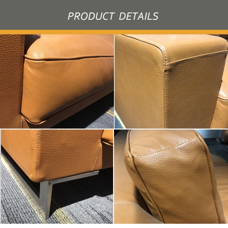 Sectional Sofa Set Brown Sofa Office Furniture Synthetic Leather Sofa L