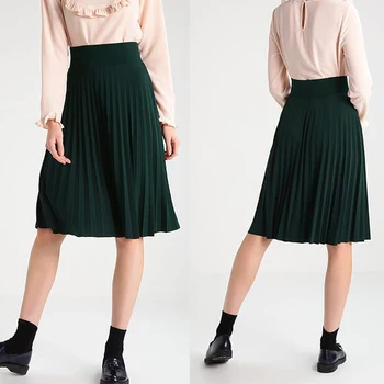 2018 New Fashion Ladies Pleated Skirt High Waist Midi A Line Skirt ...