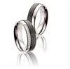 Hot sale fashion couple black plated brushed and polished titanium rings for marriage and commitment