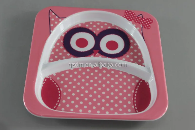 2PCS Square100% melamine kid's dinner set , Baby dinnerware