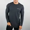 Hot Sale 96% Cotton 4% Elastane Black Long Sleeve T Shirt Custom Printed Performance Shirt Mens Muscle Fit Gym T Shirt