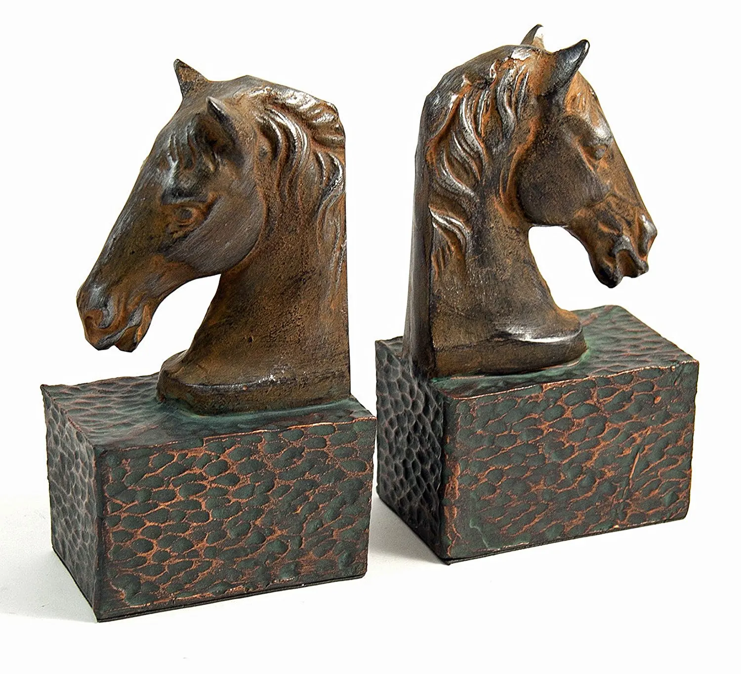 Vintage Horse Head Bookends Brass Front Black Back Percheron 8-8 5 3/4 L 5 ...