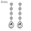 RAKOL Silver Crystal Jewelry Long Earrings Elegant Teardrop Bridal Earrings AE063