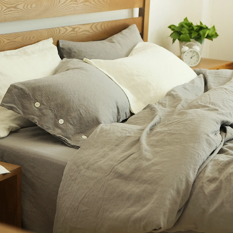 Belgian Flax Linen Duvet Cover Vintage Washed Bed Sheet Set