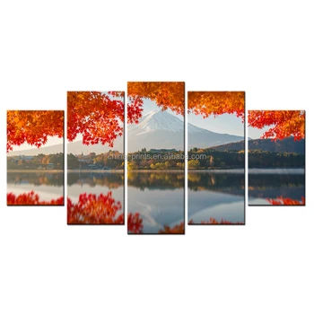 Red Maple Giclee Kunstwerk Fuji Leinwand Malerei Natur Landschaft Leinwand Grosshandel Fur Wohnzimmer Dekoration 5 Panels Buy Ahorn Leinwand Druck Grosshandel Leinwand Leinwand Drucke Product On Alibaba Com