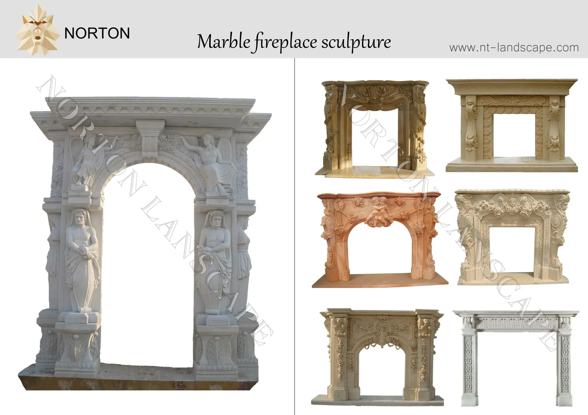 Antique Flower Design Stone Door Frame For Outdoor Decoration Ntmd016y