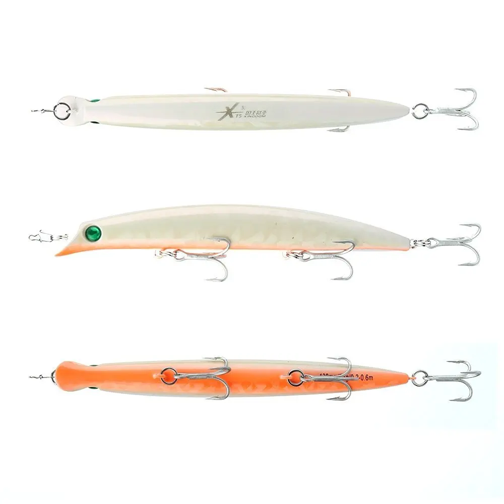 Kingdomfishing Minnow Fishing Lure Hard Artificial Bass Bait 95mm 8.1g(opprox.3-3/4 inches 2/7oz) 120mm 15.3g(opprox.4-3/4 inches 4/7oz) 130mm 21g(opprox.5-1/10 inches 3/4oz)