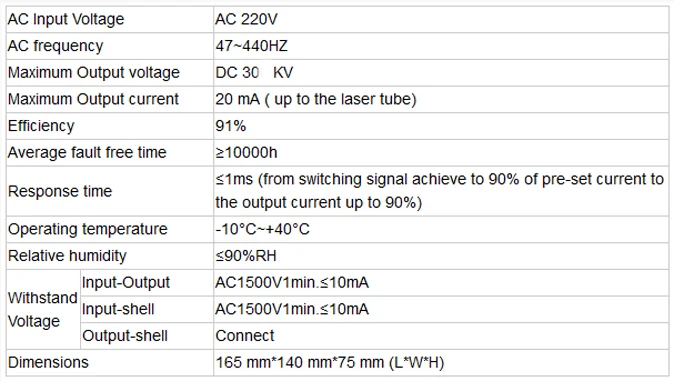 Hot sale 40W co2 laser power supply MYJG40W for stamp engraving machine