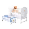 Big solid wooden crib blue baby bed baby foldable cot