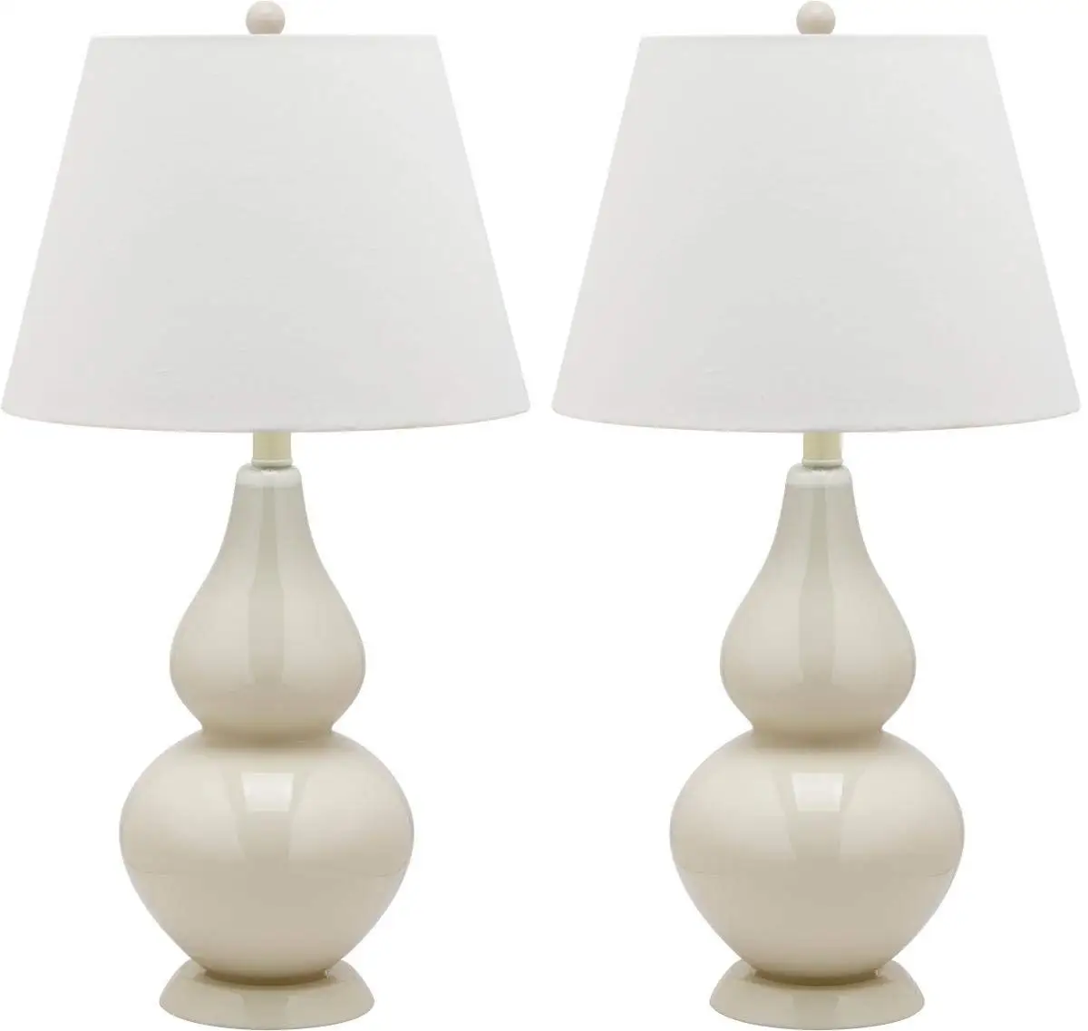 Safavieh Lighting Collection Cybil Double Gourd Table Lamp, White, Set of 2