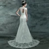 376t Elegant Slim Fit Full Body Lace Patterns O-Neck Sleeveless Mermaid Wedding Dress