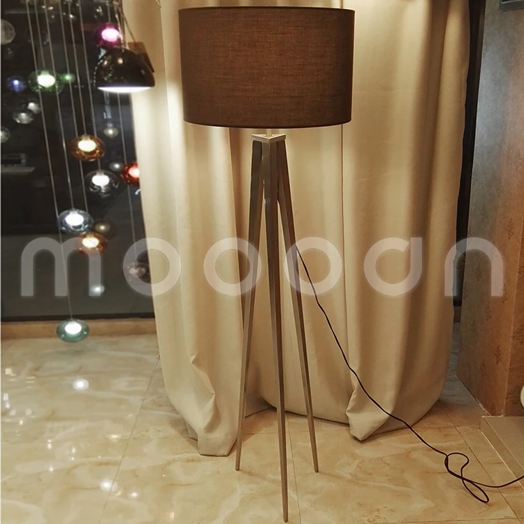 Modern Design Decorative Coffee color Fabric Art Steel Standing Tripod Floor lamp,M7036
