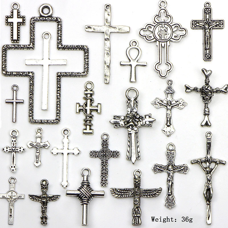 Jdesun 22 Piezas Colgante de Cruz Collares Mixto Cruz de Plata Estilo Mixto Colgante Antigua Joyas Caseras para Fabricaci/ón de Pulseras