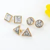 Custom Women Trendy Fashion Square Triangle Round Geometric White Stone Stud Earrings fancy handmade post earring
