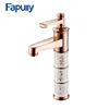 Fapully Rose Gold Polished Deck Mounted Cold Hot Single Holder Hole With Diamond Vegetables Basin Sink Porcelain Faucet