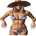 Sexy Woman Brazilian bikini 2016 swimwear Floral Print Push up Bikini Swimwear Summer Shoulder Strap bathing
