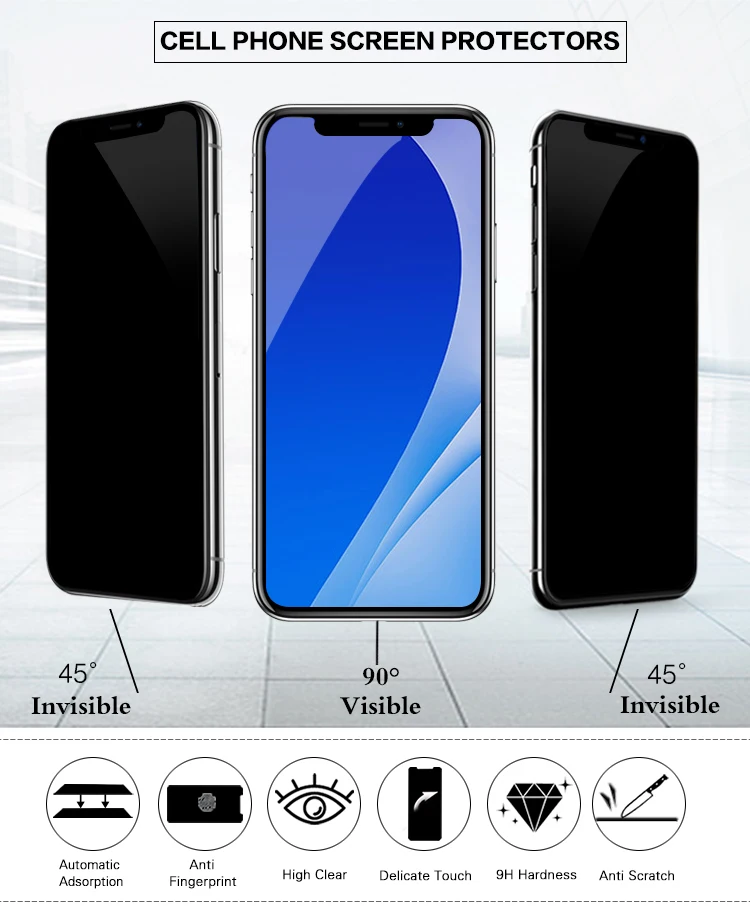 Anti-peek Tempered Glass Screen Protector For Iphone Xs Max Privacy ...