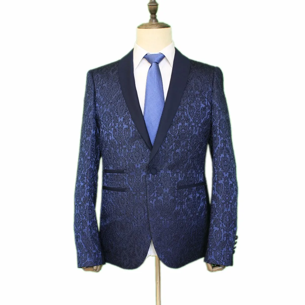Mens 3 Piece Coat Pant Formal Italian Woolen Plaid Slim Fit Custom Blue ...