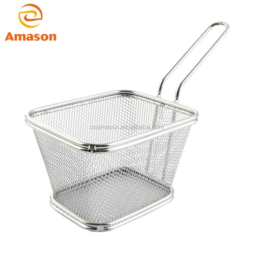 Mini Deep Fry Baskets Square Stainless Steel Fryer Basket Serving
