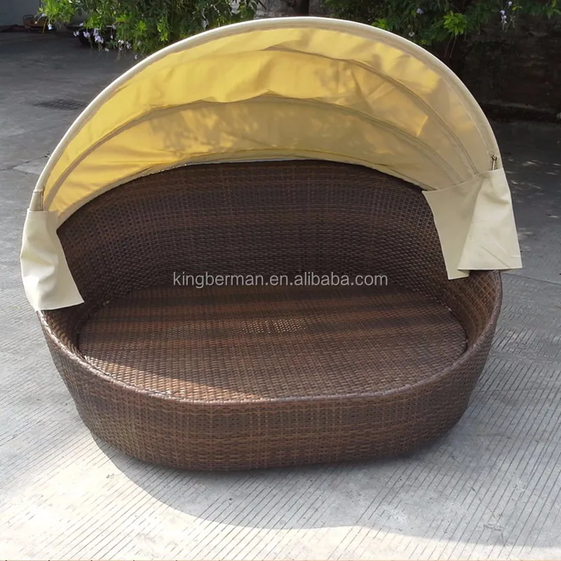 Cheap Outdoor Patio Rattan Beach Daybed With Canopy Hot Sale Outdoor