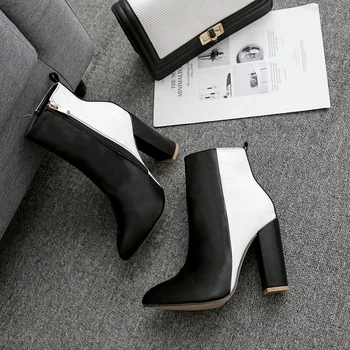 chunky heel leather ankle boots