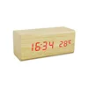 Home decorative desktop real wood led digital alarm clock