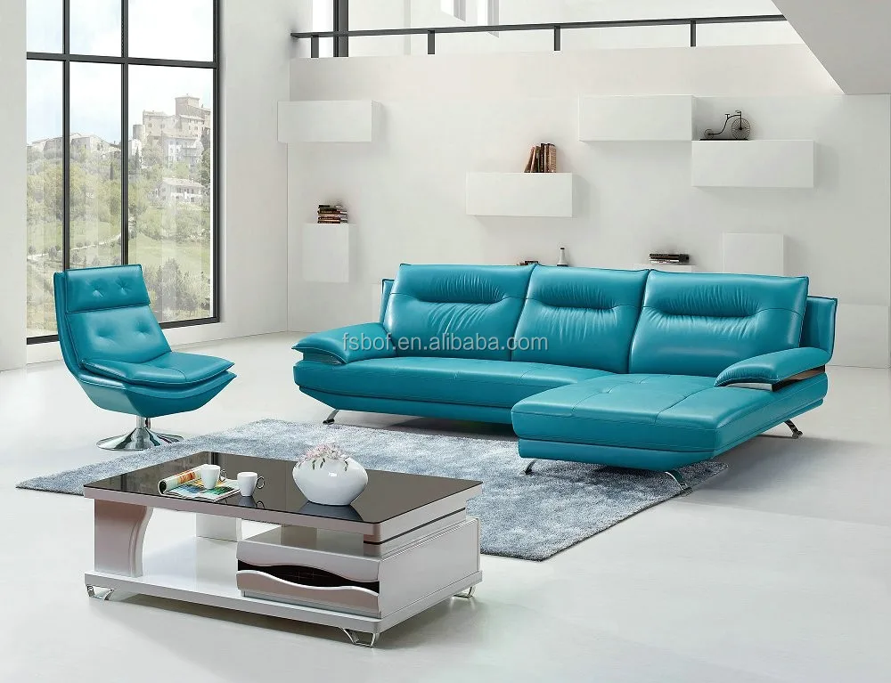 Factory High Quality Blue Leather Sofa,Stainless Steel Leather Sofa