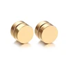 Surgical Steel Punk Style Round Gold Plated Magnetic Fake Plugs On Stud Earring