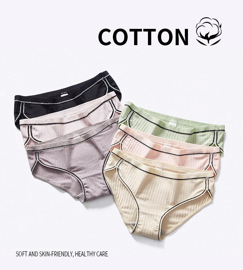 Antibacterial Lining Fashion Sexy Women Panties Soft Colorful Cotton