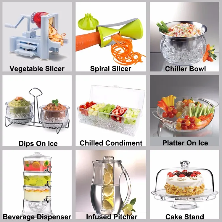 5 Compartment Bar Clear Condiment Jar Plastic Serving Ice Chilled Condiment Tray