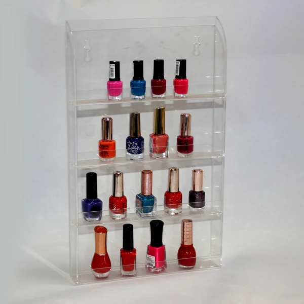 New Product 2018 Nail Polish Display 4 Tiers Transparent Wall Mount
