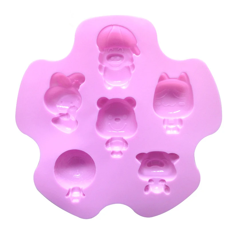 6 Cavity Cartoon Character Silicone Mould For Brownies,Cornbread ...