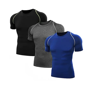Wholesale Gym Dry Fit Men's Compression Shirt Men's Sports Short Sleeve t shirts Wholesale Gym Dry Fit Men's Compression Shirt Men's Sports Short Sleeve t shirts