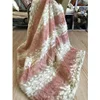 8HW0020 High-grade luxury and soft splicing long plush faux fur bed throw blanket and pillow