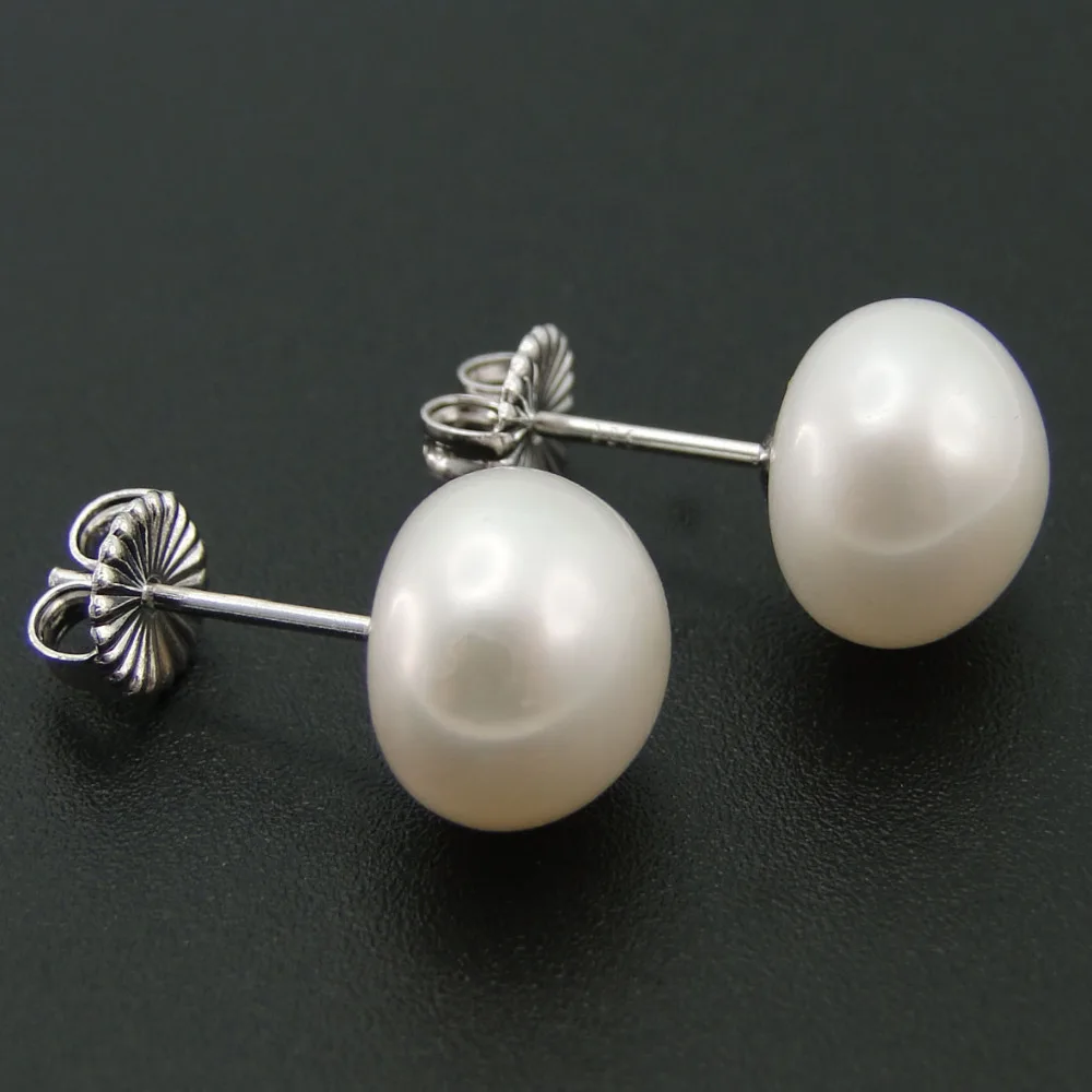 Sterling Silver Bread Freshwater Pearl Stud Earrings 7mm 10mm Earring Product On Sterling Silver Bread Freshwater Pearl Stud Earrings 7mm 10mm Earring Product On