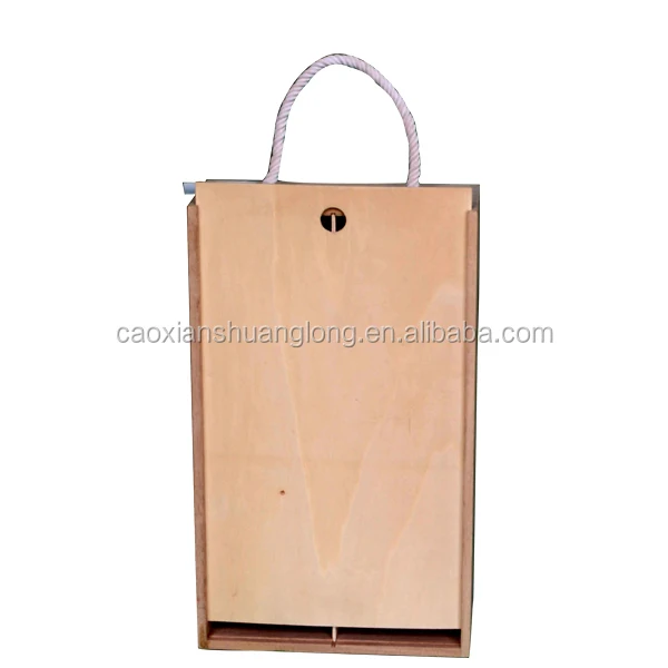 Natural Unfinished Pine Wood Wine Box With Sliding Lid And Handle Ropes Buy Pine Wood Wine Box