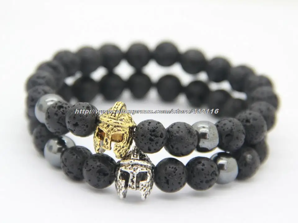 New Fashion Natural Black Lava Stone Beads With Spartan Helmet Aeproduct Getsubject