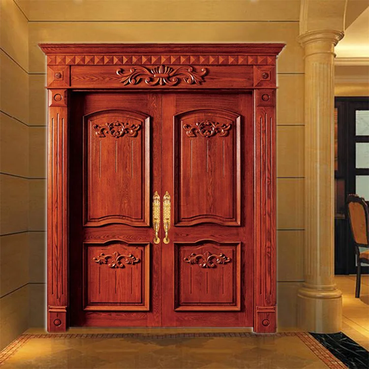 Luxurious Carved Wooden Double Wooden Main Security Door Malaysia Price