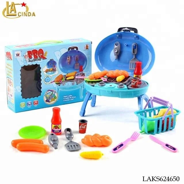 hot sale <strong>kitchen</strong> play set toy kids barbecue grill plastic bbq