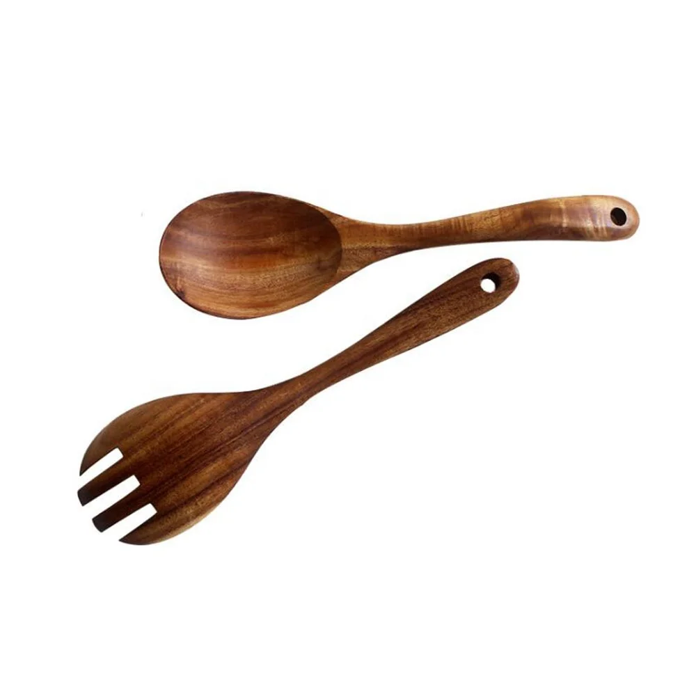 
premium acacia wood mixing spoon fork wooden salad server wholesale 