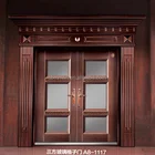 Modern house exterior door double tempered glass pure copper door villa entry front door design