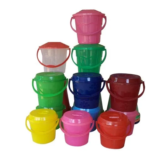 coloured plastic buckets