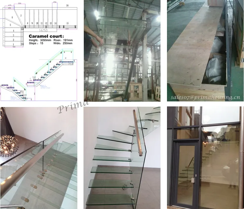 Interior Straight Stair Tempered Glass Panel Stairs For Apartment Stair