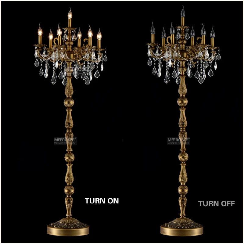 Classic 7 Lights Crystal Floor Lamp, Floor Stand Light Fixture Cristal Lustre Candelabra Standing Lamp Centerpiece MD3134