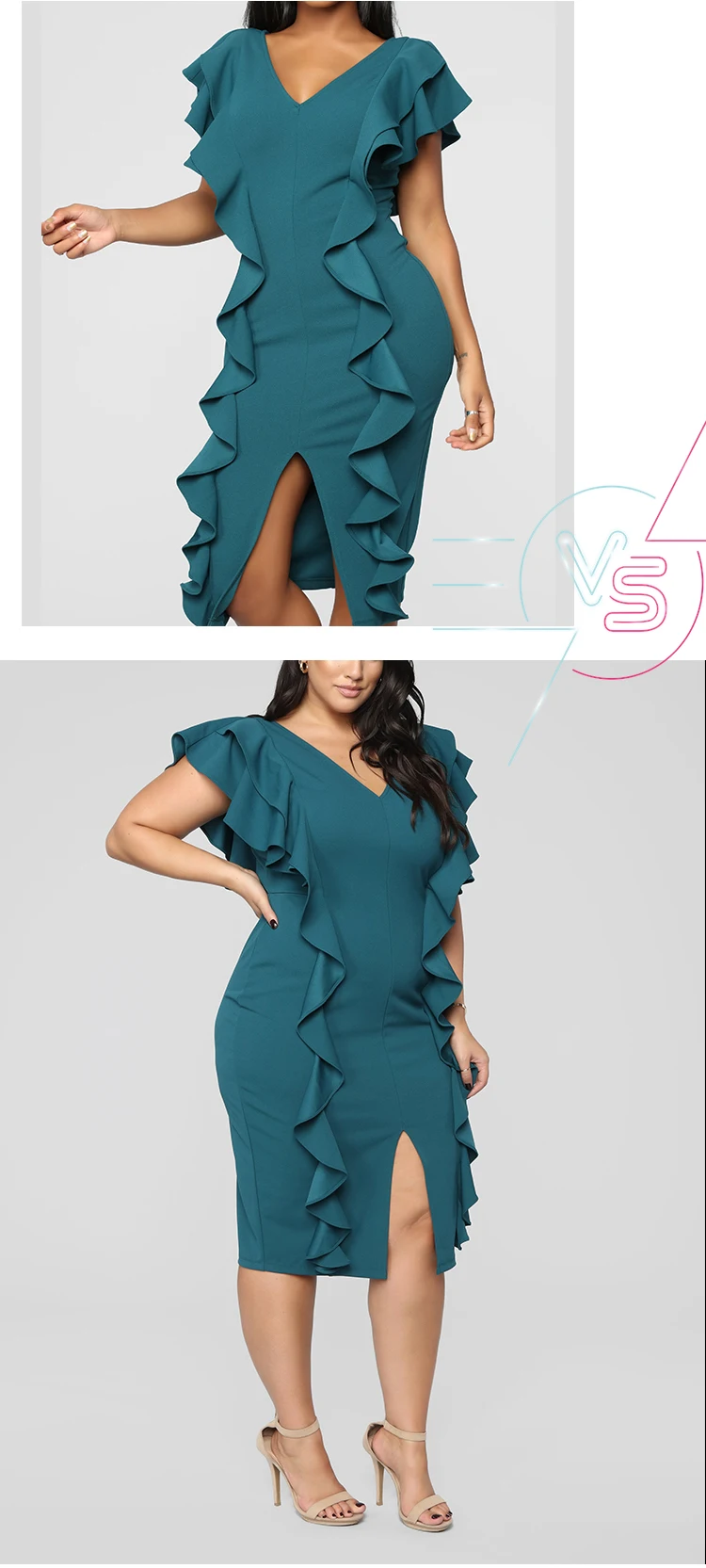 tight dress with ruffle at waist