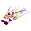 Sialia 6pcs Mermaid Handle Luxury Make Up Brushes Private Label Our Own Brand Makeup Brush Set Beauty Cosmetics