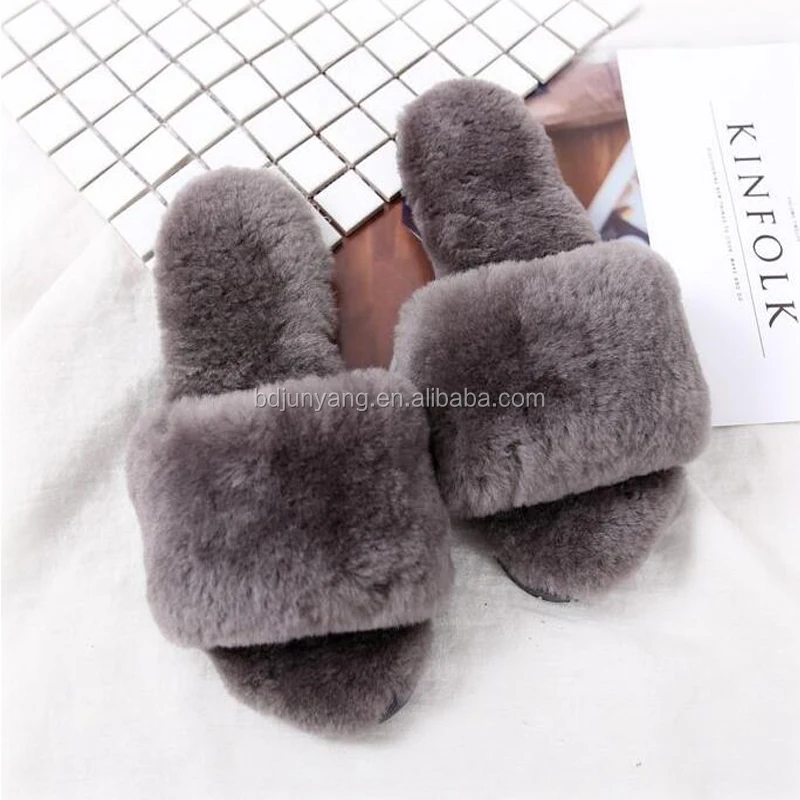 lamb fur slides