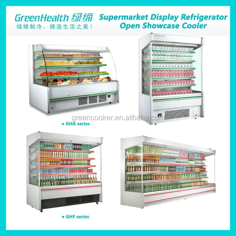Supermarket Display Refrigerator Fridge Vegetable Air Curtain Merchandiser Open Front Display