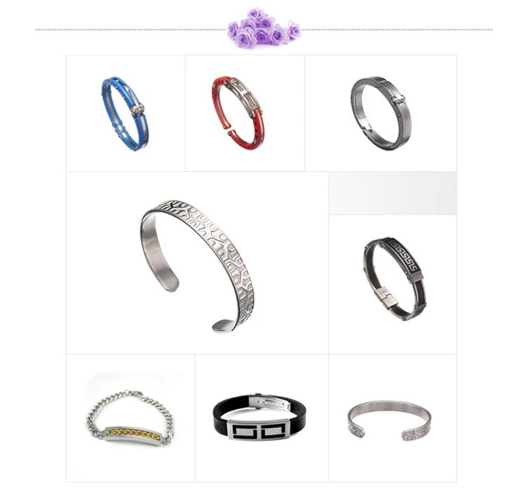 Chain shape shiny polish men titanium magnetic bracelet